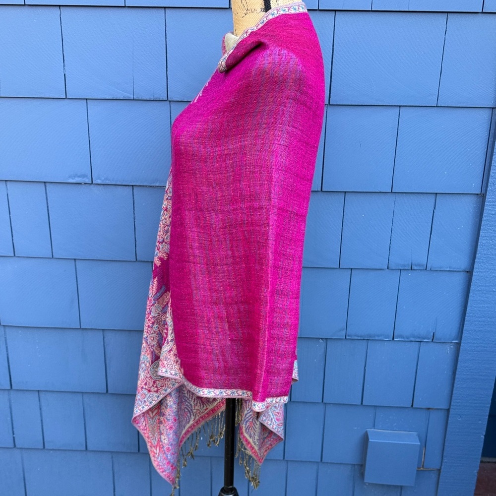 Elegant Fuchsia Paisley Wrap Shawl - Women Accessories - Picture 8 of 11